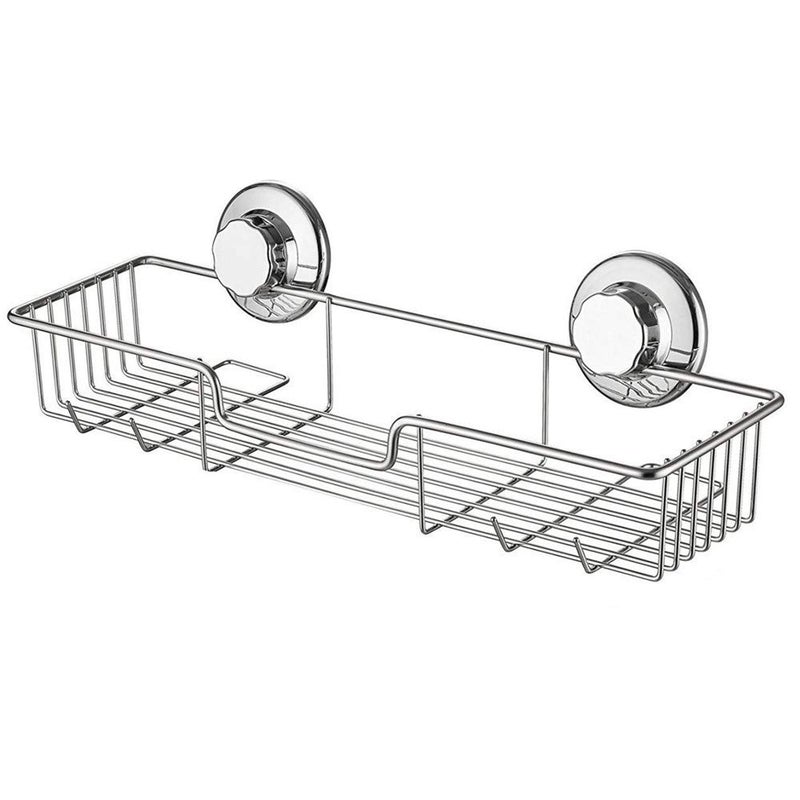 iPEGTOP L-4 Strong Suction Cup Shower Caddy Bath Shelf Storage, Combo Organizer Basket for Shampoo, Soap, Conditioner, Razor Bathroom Accessories - Rustproof Stainless Steel, Chrome - Image 1